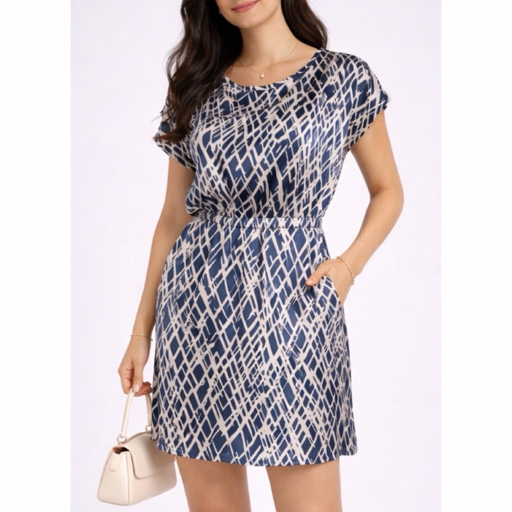 FINAL TOUCH • Satin Geometric Mini Dress, M